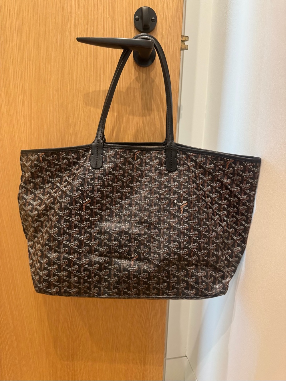 Goyard Brown/Black Goyardine Canvas St. Louis Tote